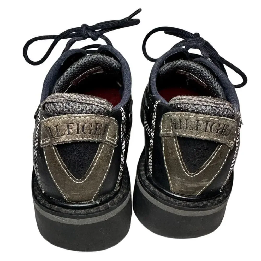 Tommy Hilfiger Size 8.5 Men Black Leather y2k Vintage Lace-Up Work Oxford Shoes